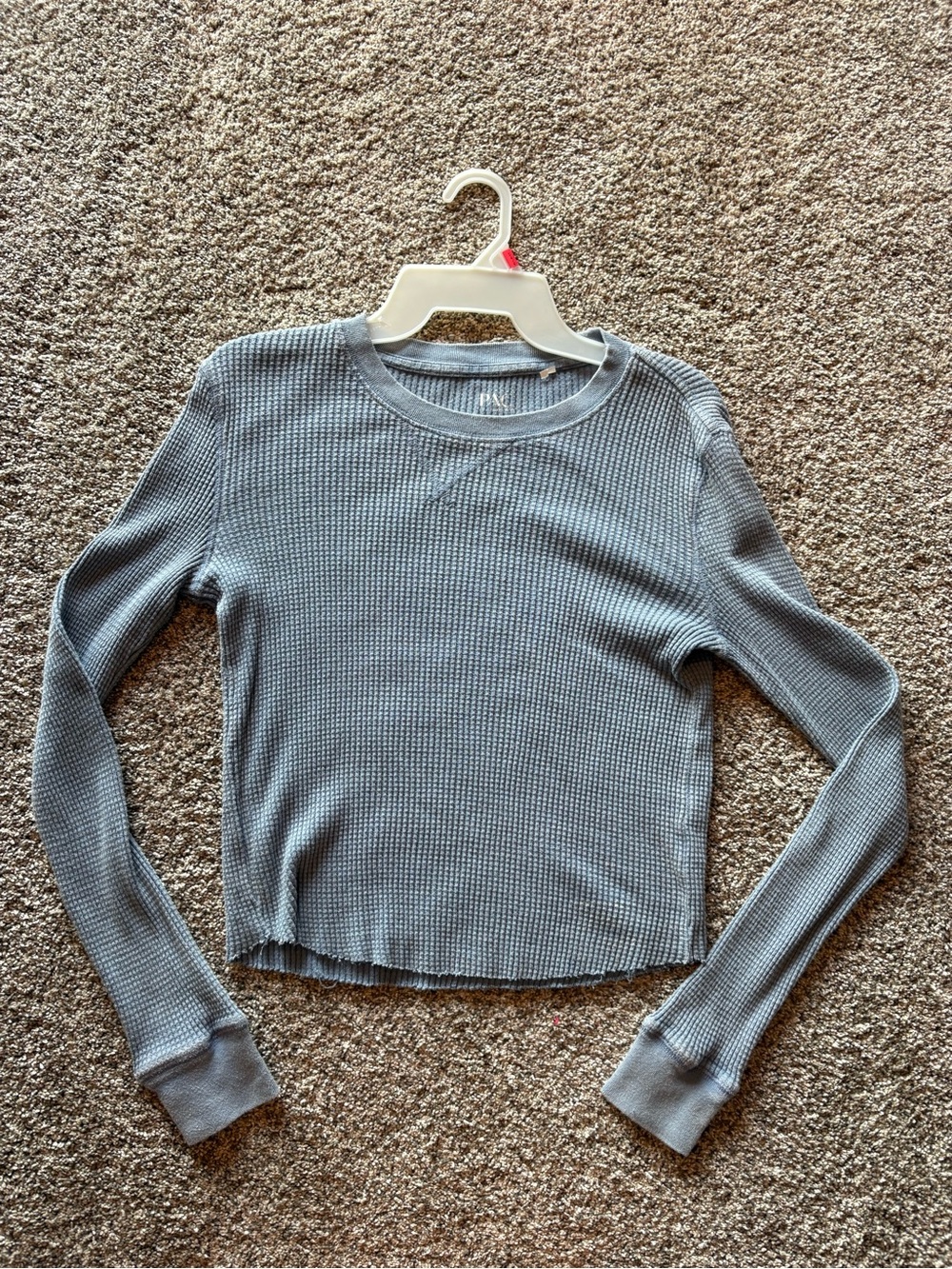 PacSun Women's Long Sleeve Waffle Knit Top in Light Blue